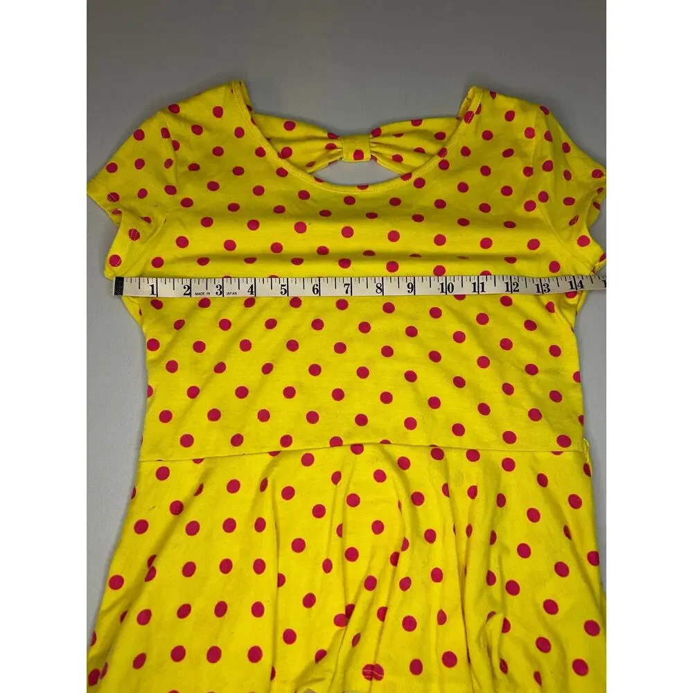 Justice Girls 12 Yellow Red Polka Dot Bow Back Peplum Top Short Sleeve